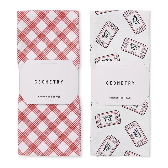 GEOMETRY Christmas Kitchen Towels - Quick Dry Microfiber Cloth Dish Towels for Kitchen Drying - Premium Quick Dry Towel 2-Pack Set - Polar Express