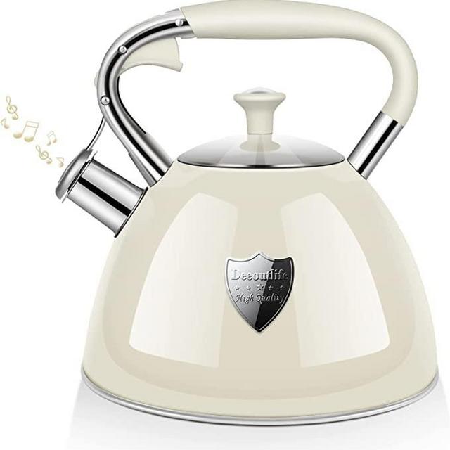 Tea Kettle Stovetop, 3.17Quart Modern Whistling Tea Kettle - Surgical 5 Layer Stainless Steel Teakettle Teapot with Cool Touch Ergonomic Handle Teapot - Pot For Stove Top (silver handle)