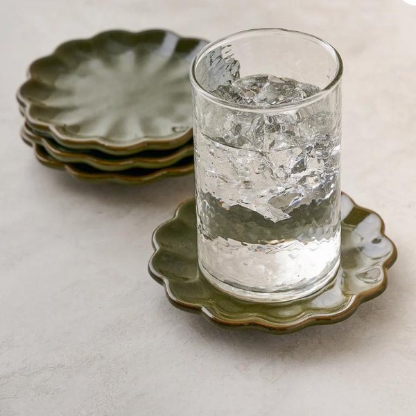 Sage Scalloped Edge Coaster Set of Four