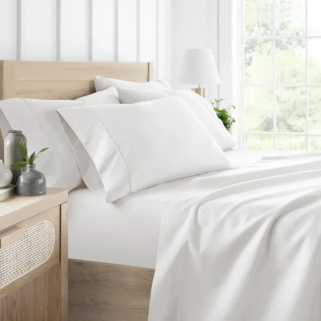 3 Piece Bed Sheet Set Solid Double Brushed Microfiber, Ultra Soft, Deep Pocket - Becky Cameron, White, Twin Extra Long