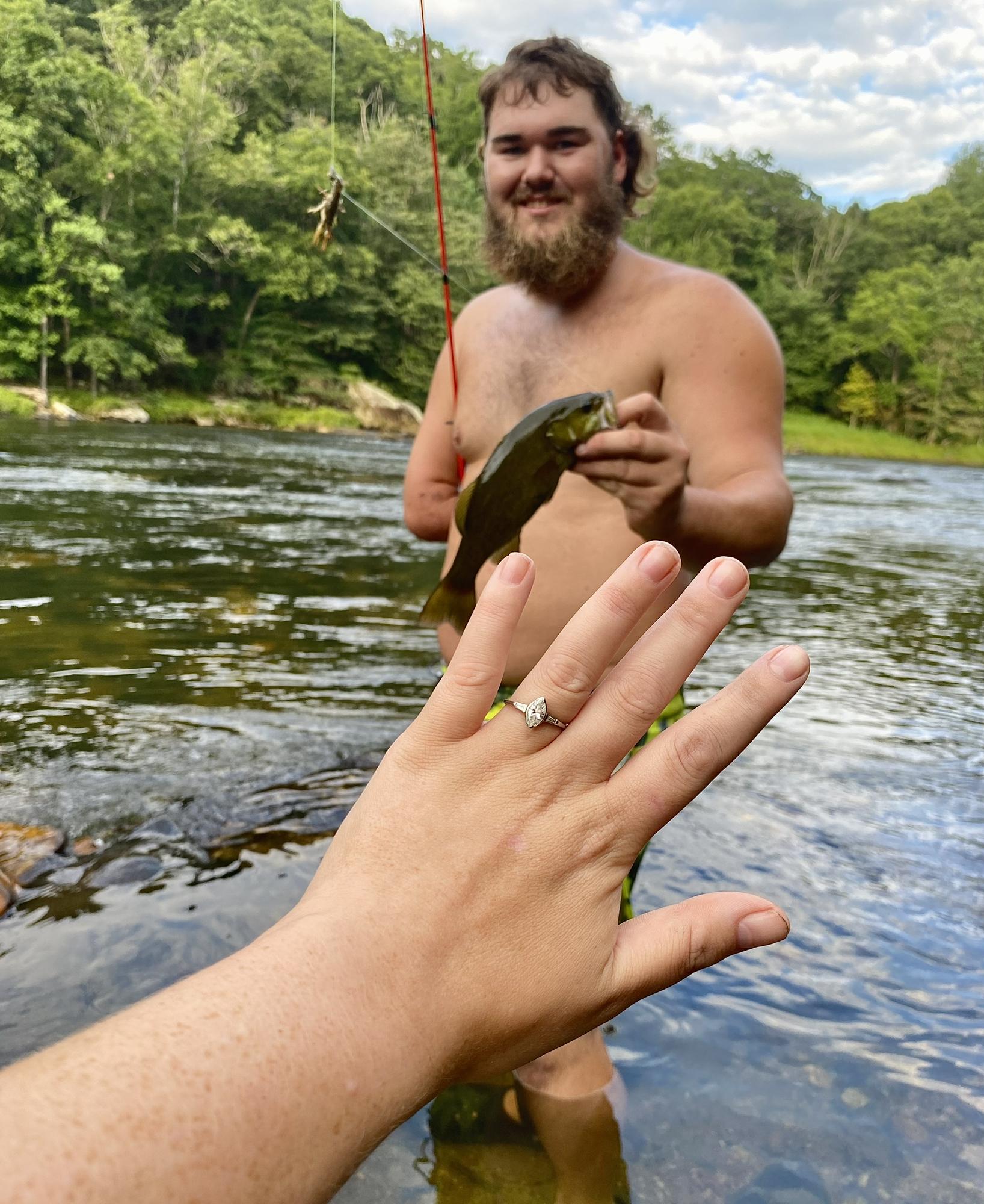 The fish that was on the line during the proposal.