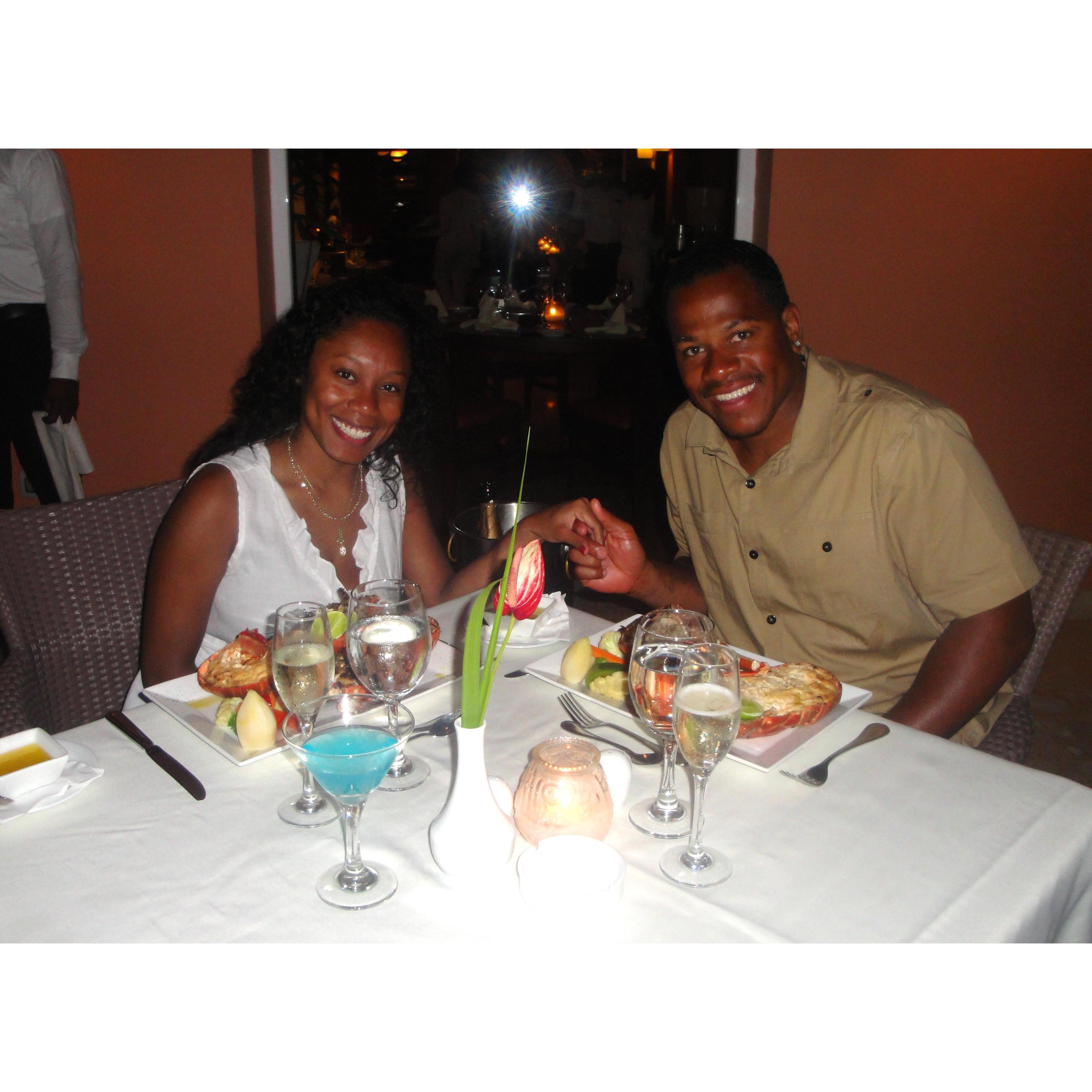Lobster dinner in Jamaica. We love to eat lol