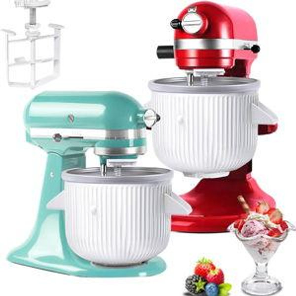 Ice Cream Maker Attachment for KitchenAid Stand Mixer, Compatible with 4.5/5QT & 6QT Stand Mixers, 2 Quart Frozen Kitchenaid Ice Cream Maker Attachment Ice Cream Bowl for Yogurt/Sorbet Gelato