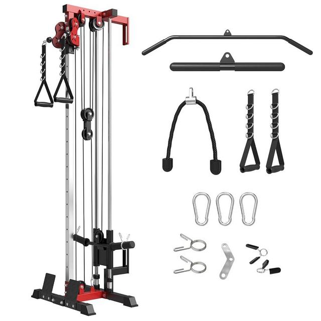 Mikolo Wall Mount Cable Station, Cable Crossover Machine with Dual Pulley System and 18 Adjustable Positions for Home Gym Fitness Equipment