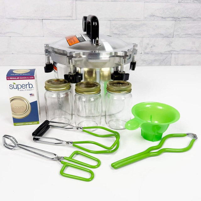 Aluminum Pressure Cooker, 10.5-Qt. with Rack & Superb Jars Accessory Kit