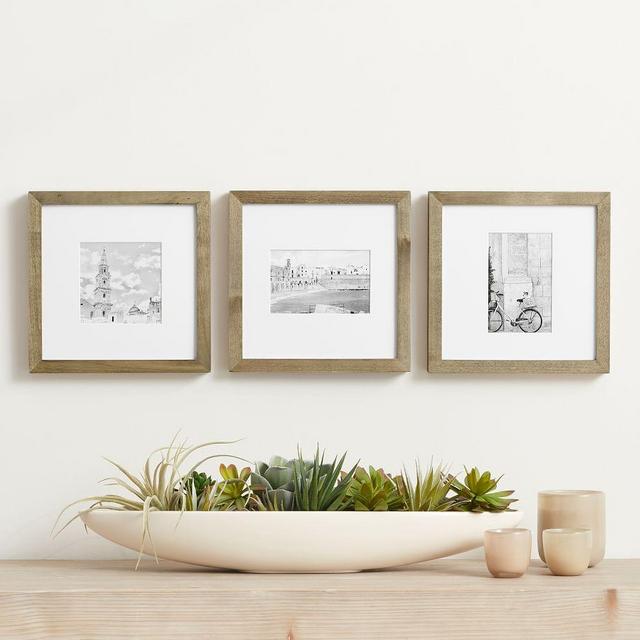 Wood Gallery Frames, Set of 3, 10"x10" Overall - Grey