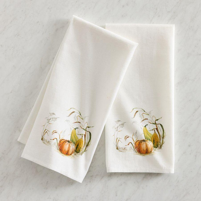 Bedford Harvest Cotton/Linen Tea Towels, Set of 2 -  Multi