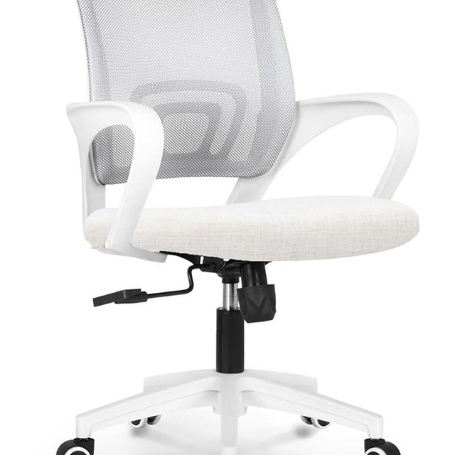 NEO CHAIR Computer Desk Chair Gaming - Ergonomic Mid Back Cushion Lumbar Support with Wheels Comfortable Mesh Racing Seat Adjustable Swivel Rolling Home Executive (Ivory)