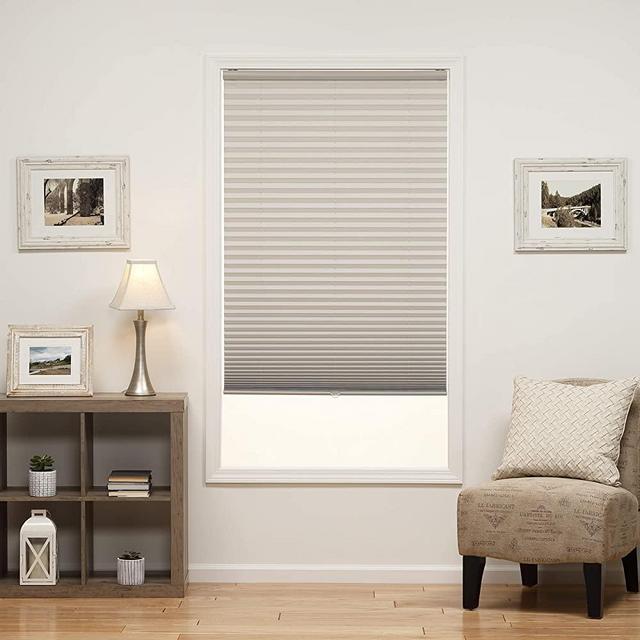 DEZ Furnishings QDLG294640 Cordless Light Filtering Pleated Shade, 29.5W x 64L Inches, Silver Gray