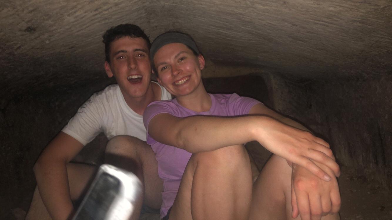 Crawling through a cave in Israel!