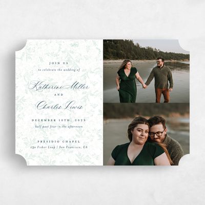 White Ticket Wedding Invitation - Emma Multiphoto