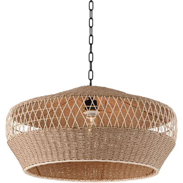 Regency Hill Matias 24 1/2" Modern Coastal Pendant Ceiling Light Fixture Dining Room Over Table Kitchen Island Foyer Hanging Brown Vine and Rope