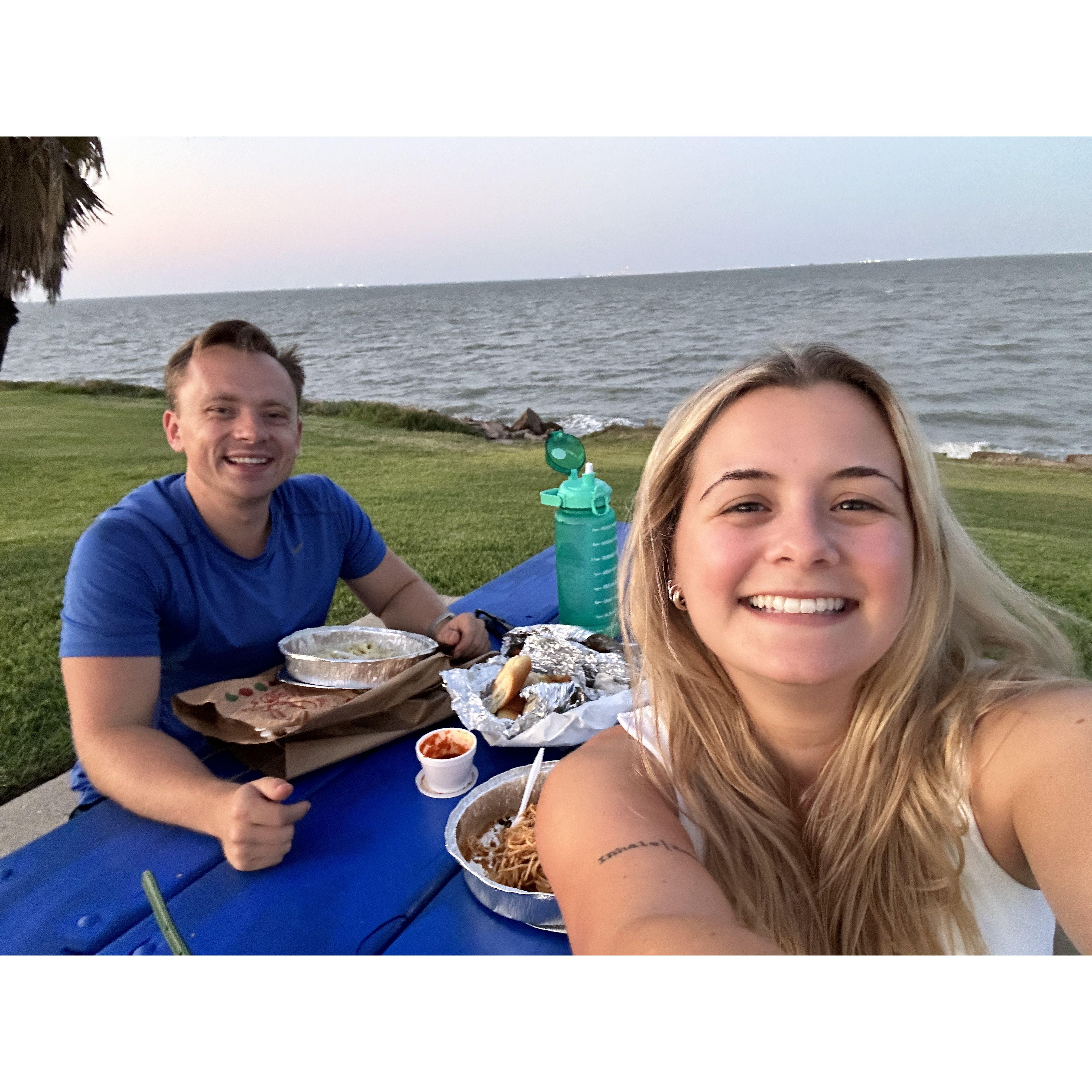 Picnics on the water were a necessity for Liz and Nick
