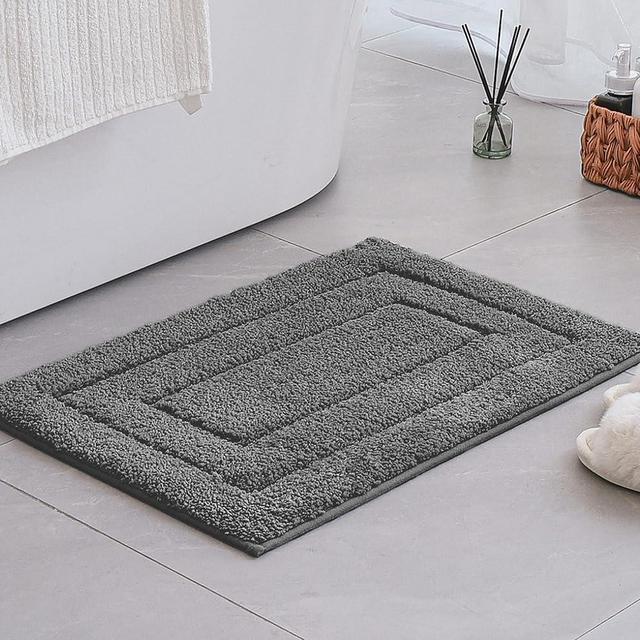 GRANNY SAYS Gray Bathroom Rugs Non Slip, Bath Mats for Bathroom, Super Soft and Water Absorbent, Microfiber Washable Bath Rugs for Bathroom Floor, Tub and Shower, 16" x 24" Dark Gray