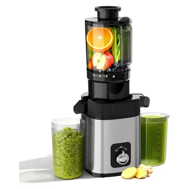 ZAFRO Cold Press Juicer Machine, 4.4" Wide Feed Chute, Slow Masticating Juicer for Whole Vegetables & Fruits, High Juice Yield, Easy to Assemble