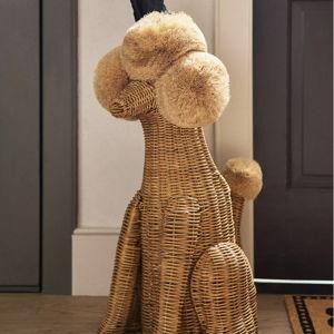 Poodle Dog Woven Wicker Basket
