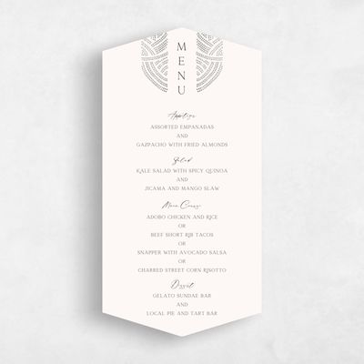 Grey Diamond Wedding Menu - Belmont
