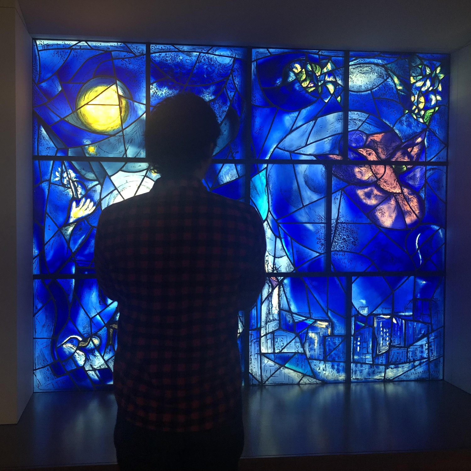 Michael and the Chagall Windows at The Art Institute of Chicago. We love exploring art museums.