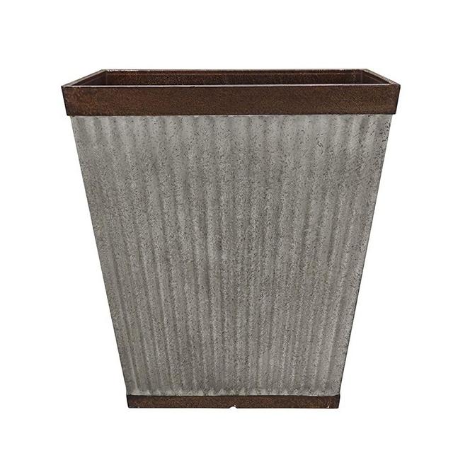 Southern Patio 16" Rustic Resin Faux Galvanized Square Planter