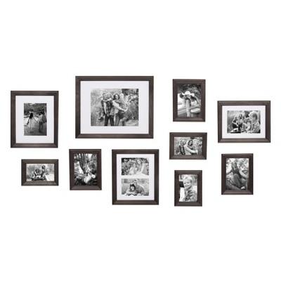 10Pc Bordeaux Wood Frame Set Gray - Kate & Laurel All Things Decor