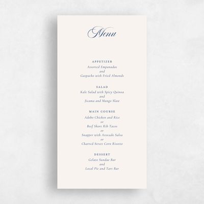 Blue Greenery Wedding Menu - Loxley