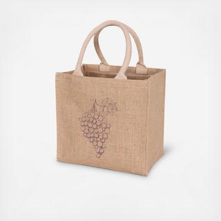 Printed Jute 4-Bottle Wine Bag