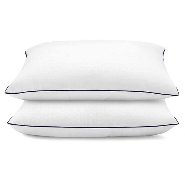 lunaoo Bed Pillows for Sleeping 2 Pack with 100% Soft and Breathable Cotton Cover Neck Pillows for Side, Back, Stomach Sleepers, Pillows Queen Size Set of 2