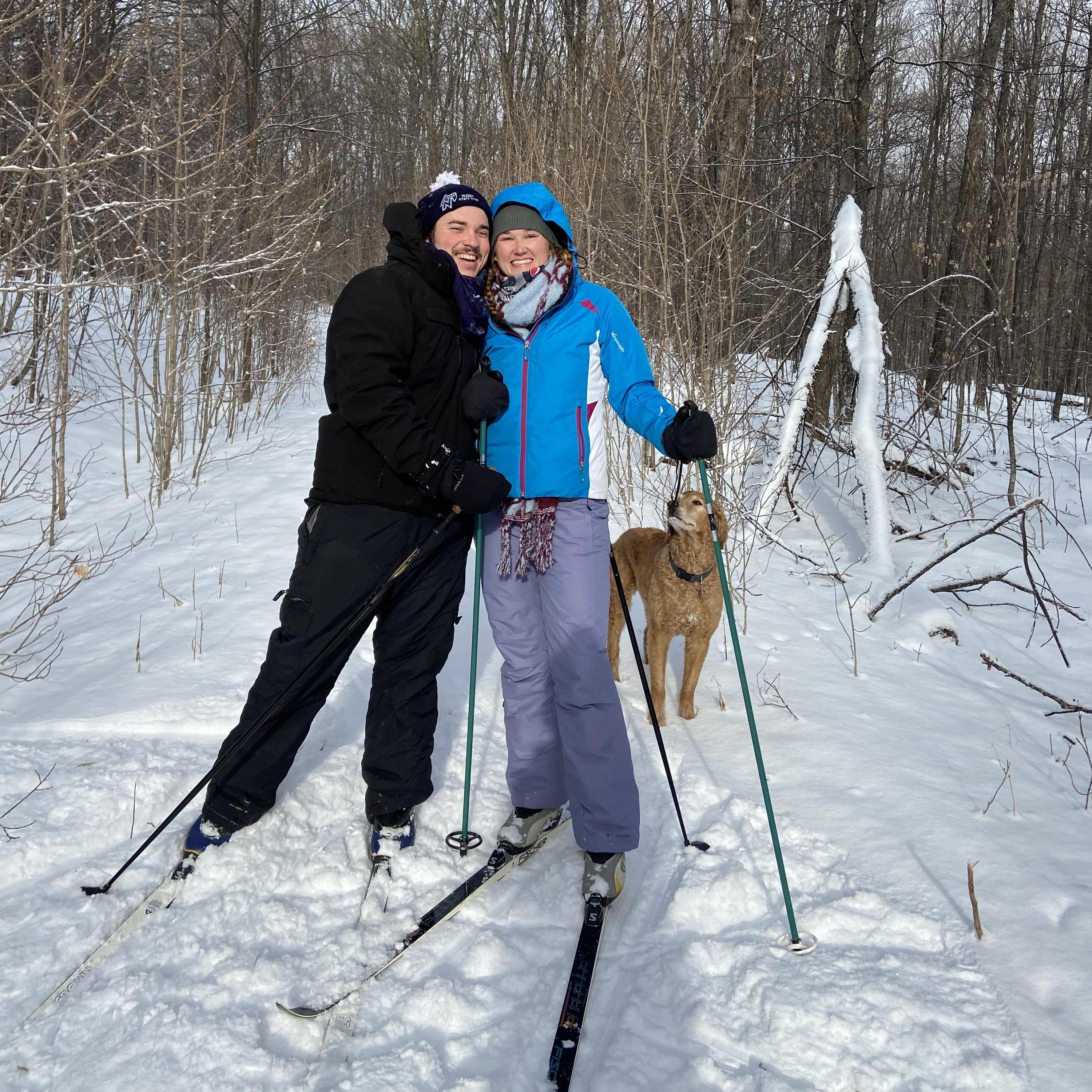 Learning how to cross-country ski with our pal Rocky