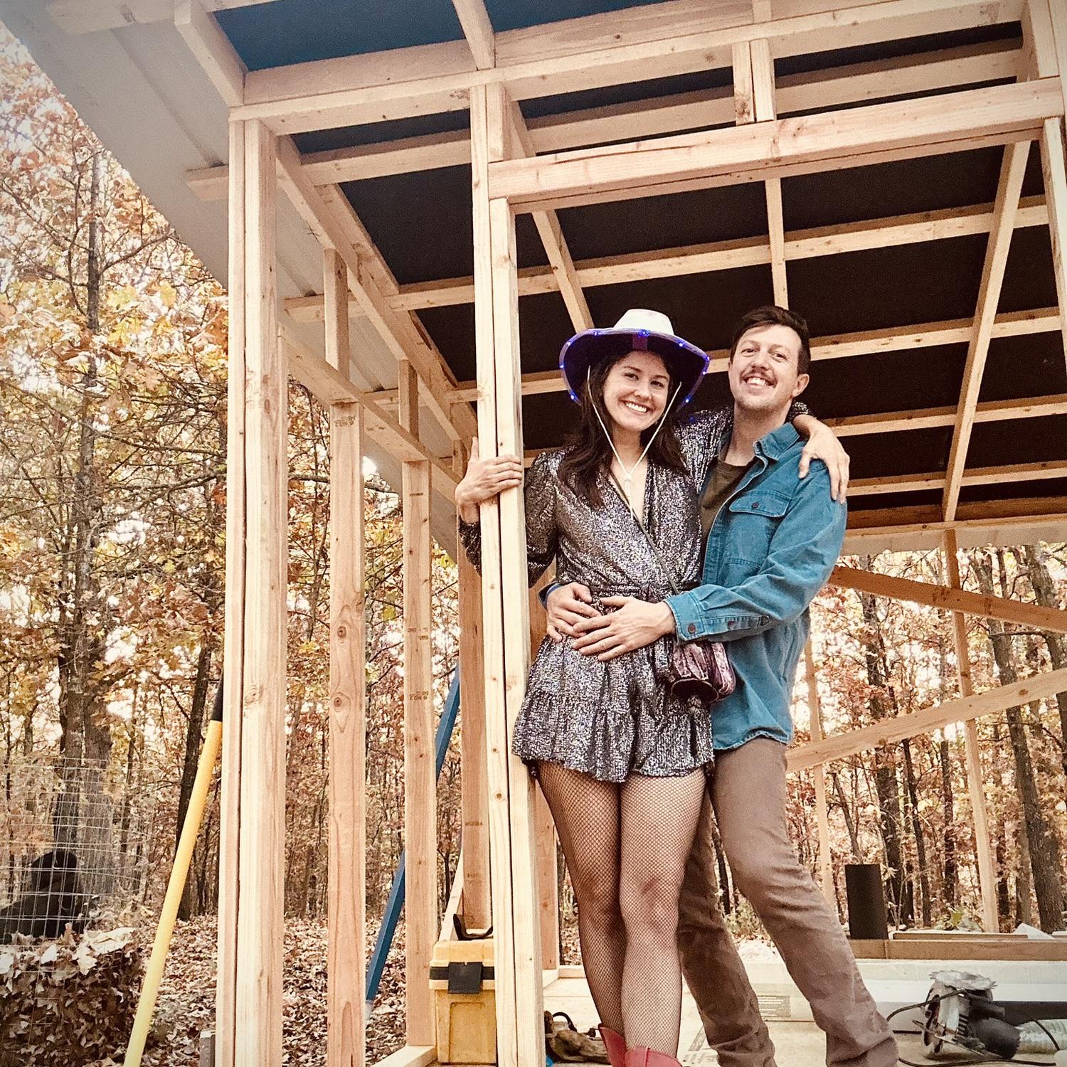 Our first Halloween in Eureka, taken in our in-progress shed before we went to the film festival downtown!