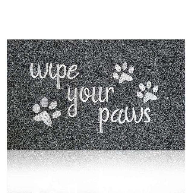 Grey Door Mats for Home Entrance Funny Rug,Wipe Your Paws Mat Welcome Mat for Front Door Indoor Outdoor with Heavy Duty Non Slip Rubber Mat for Dirty Dog Doormat Pet Mats,18x28