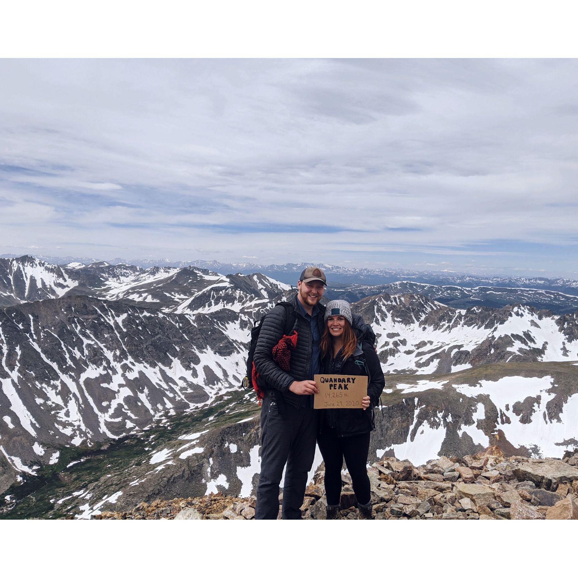 Our first Colorado 14er and we both hated that mountain. Quandary Peak June  2020.