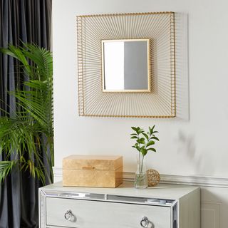 Golden Contemporary Square Wall Mirror