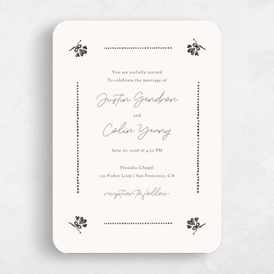 Beige Rounded Wedding Invitation - Coeur Portrait