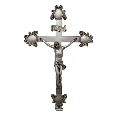 Pewter Style Crucifix 16"