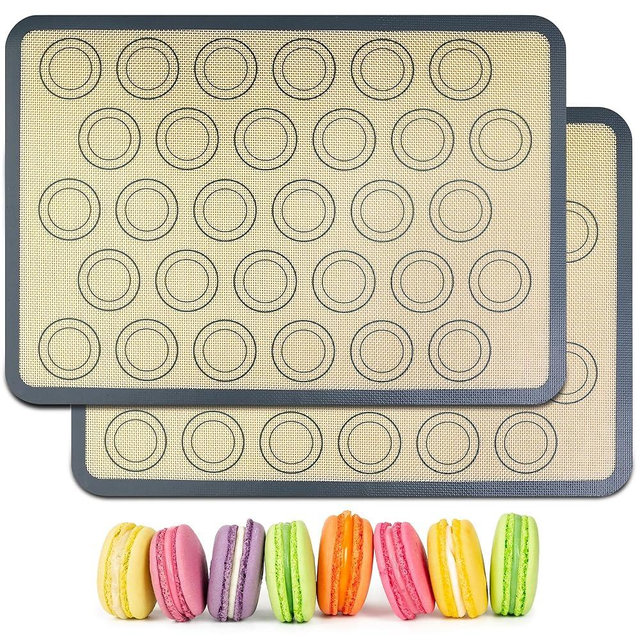 HOOMIL Macaron Silicone Baking Mats, 16.5"x 1.6", Non-Stick, Reusable, Food Safe, Half Sheet Size Silicone Mat, Pack of 2