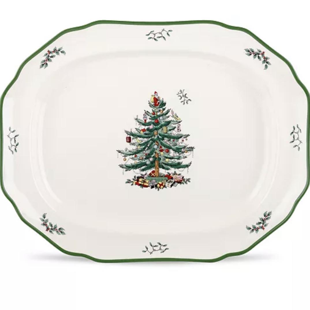 Spode Christmas Tree 14 Inch Sculpted Oval Platter