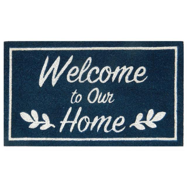 Simply Essential™ 16" x 28" "Welcome To Our Home" Door Mat in Blue