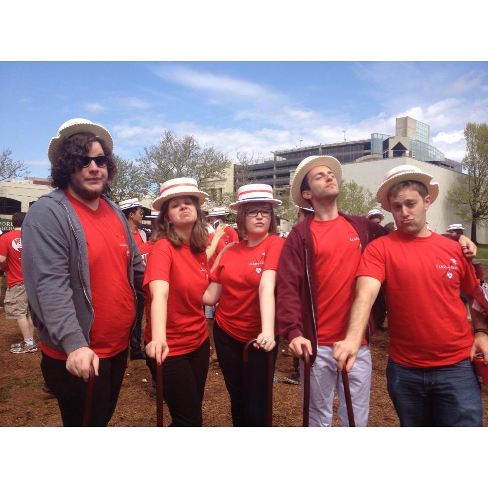 Celebrating Hey Day at Penn — an annual tradition when the Junior Class officially becomes Seniors! For unknown reasons, we celebrate by wearing red shirts, carrying canes, and biting hats.