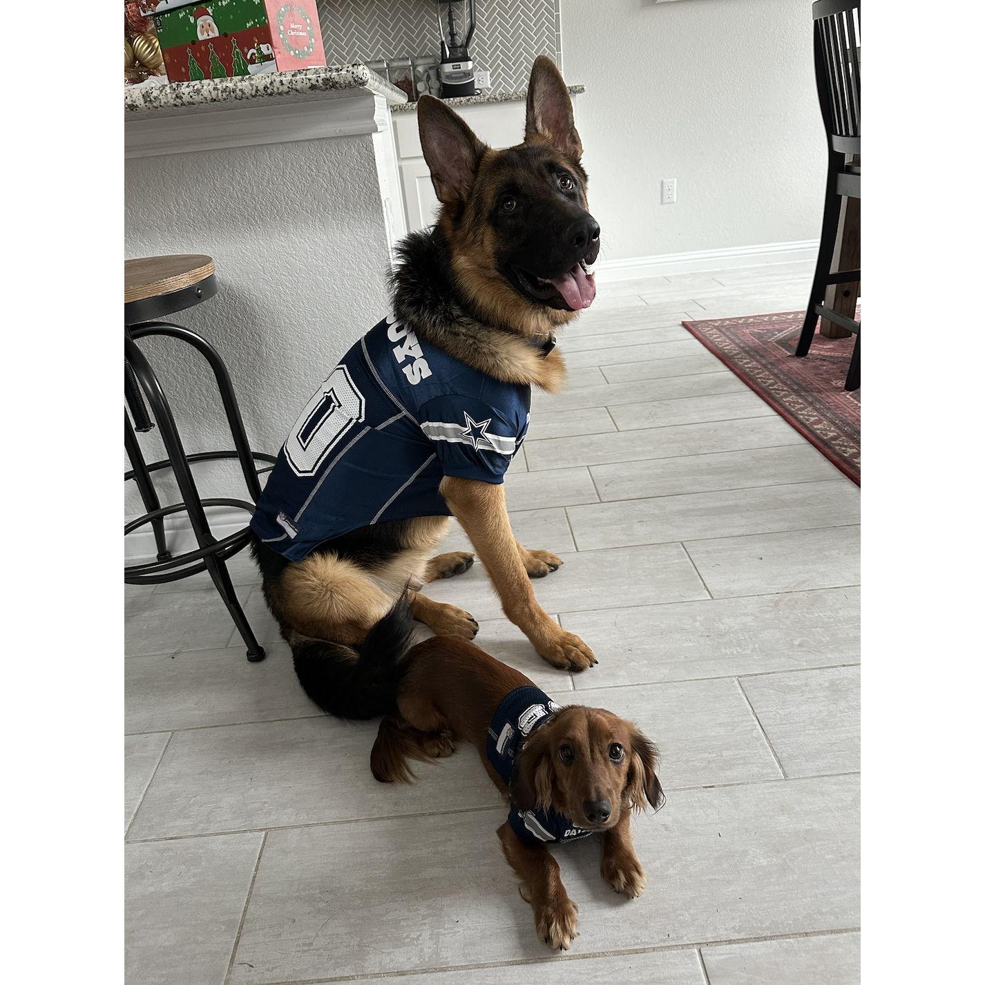 The love of our lives. Zeke + Milo. Let's go cowboys!