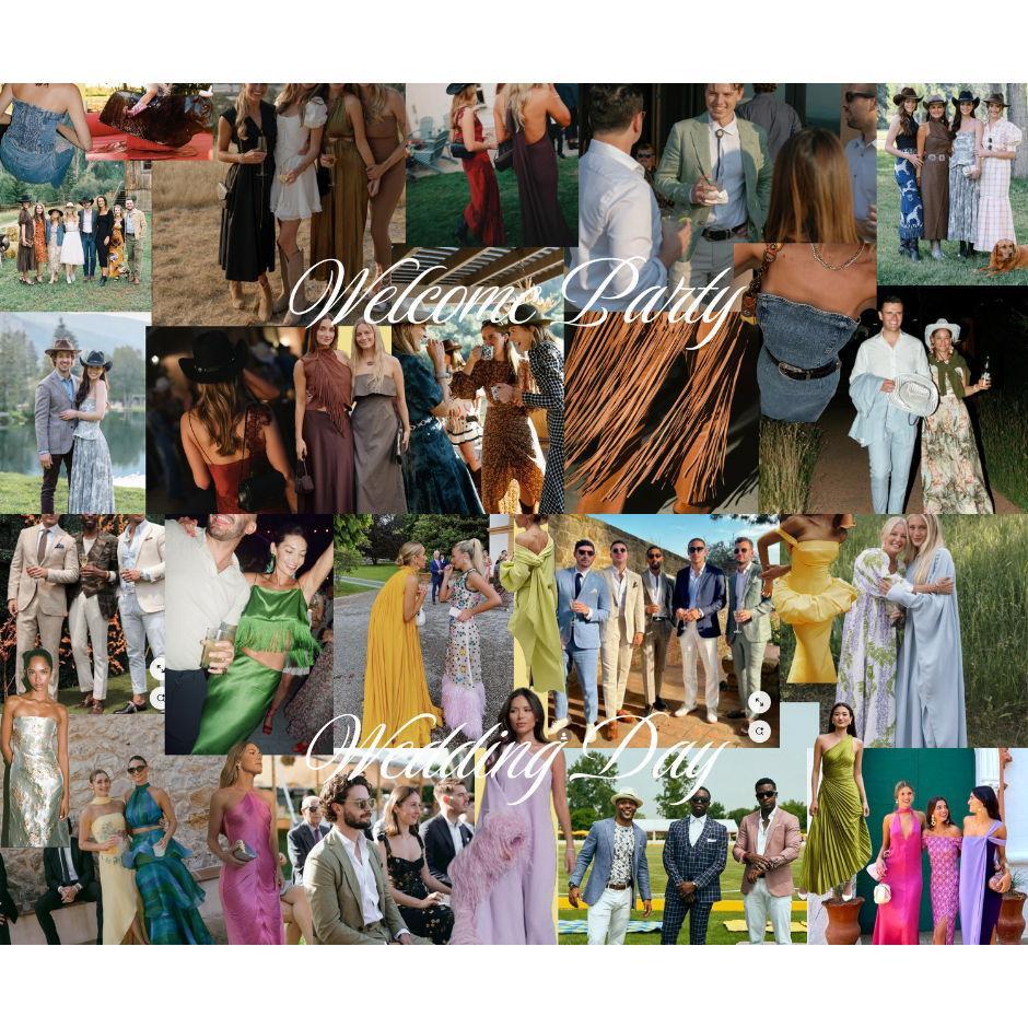 The Welcome Party is western cocktail attire. Have fun with your fits! Boots, hats, and denim are encouraged, and please note that the event will be held on grass.