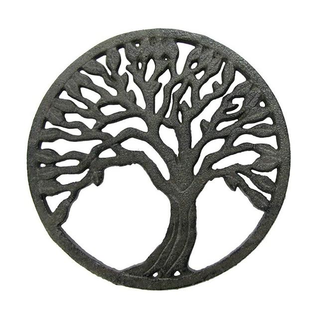 Treasure Gurus Rustic Metal Tree of Life Oven Trivet Hot Stove Pot Pan Holder Chakra Healing Wall Art Decor