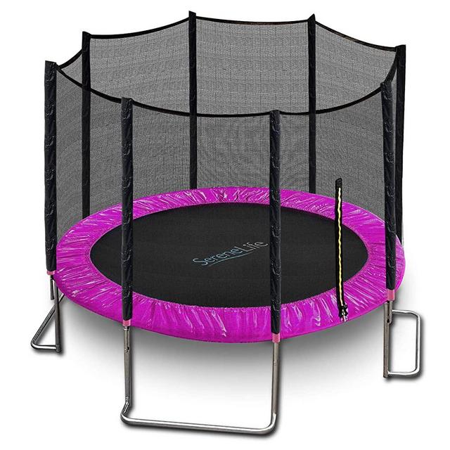 SereneLife Trampoline with Net – 10ft ASTM Approved Trampoline with Net Enclosure – Stable, Strong Kids and Adult Trampoline – Outdoor Trampoline for Teens and Adults – Reinforced Kids Trampoline, Pin