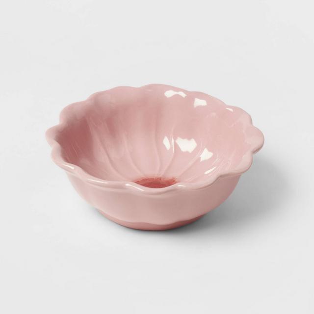 10oz Stoneware Flower Bowl Pink - Threshold™