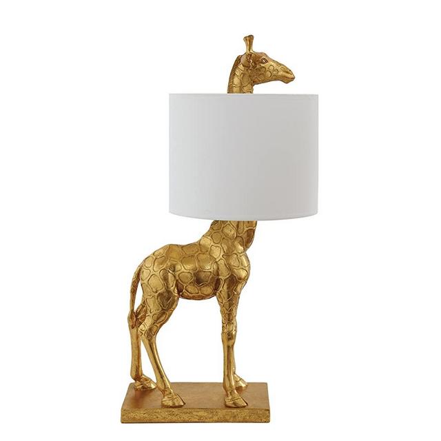 Creative Co-Op DA7565 Giraffe Lamp with Linen Shade, Gold