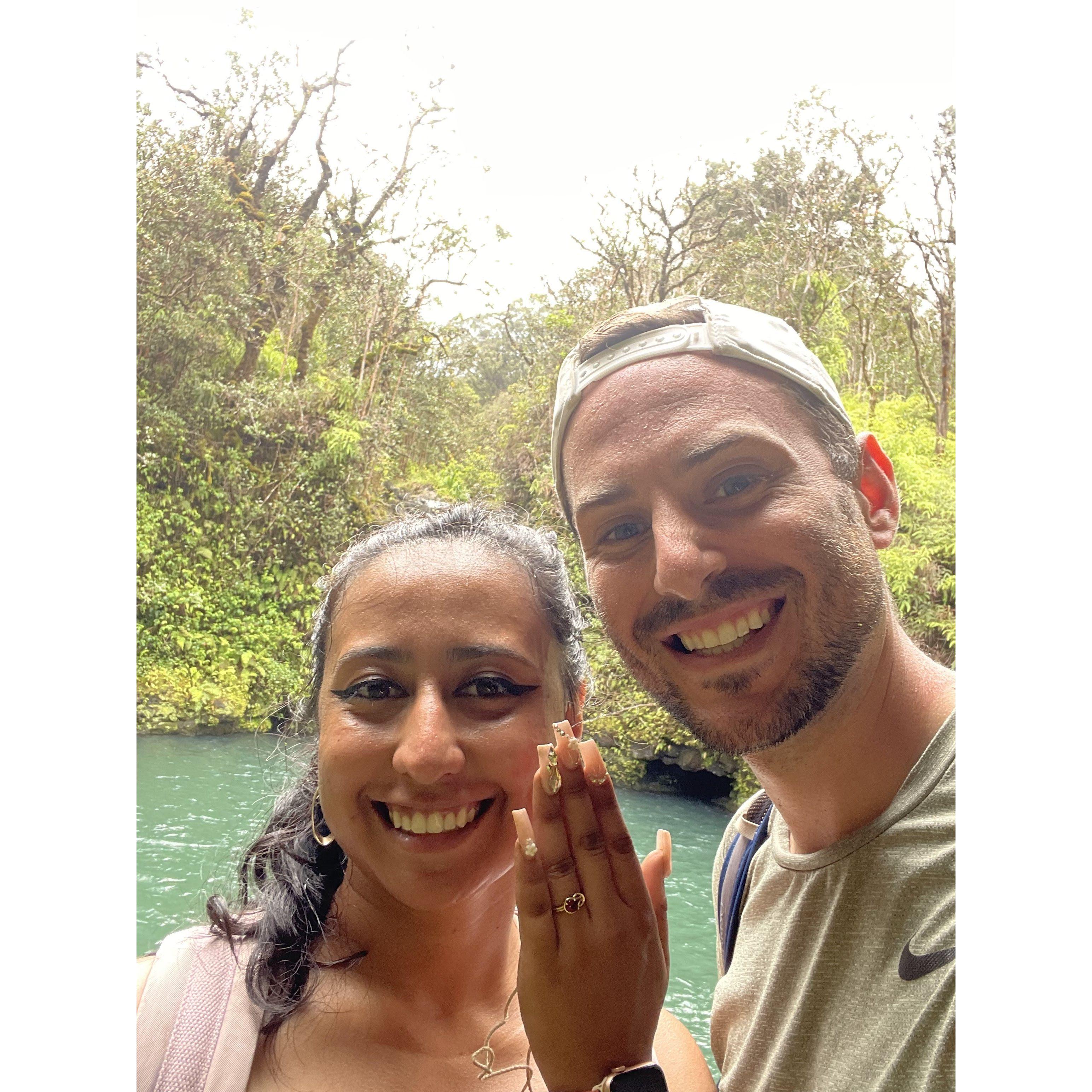 Right after Chris proposed to me! One of the stops where we hiked while on the Road to Hana. April 2022