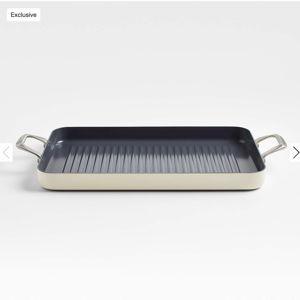 Crate & Barrel EvenCook Ceramic Cream Nonstick Double Burner Grill Pan + Reviews | Crate & Barrel