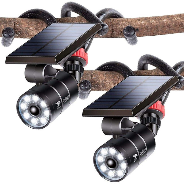 DrawGreen Solar Lights Outdoor Waterproof, 100-Week Free Refund, Camping Solar Lights with Motion Sensor Solar Flood Security Spotlights for Outside Camp Patio, Fence, Deck, Post(2Pack)