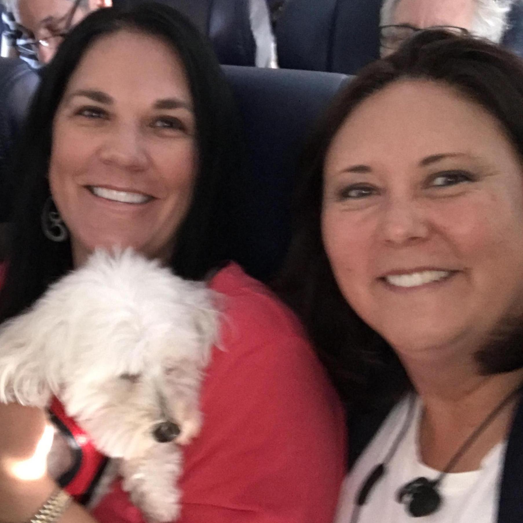Our first flight together....with Zoey too!