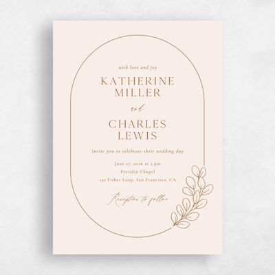 Beige Greenery Wedding Invitation - Groveland Portrait