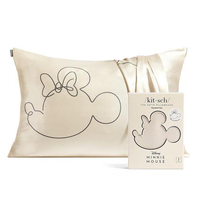 Mickey/Minnie x Kitsch Satin Pillowcase with Zipper - Softer Than Silk Pillow Cases for Hair & Skin Cooling Pillow Cases Covers | Satin Pillow Cases Standard Size (Mrs. Mouse, 1 Pack)